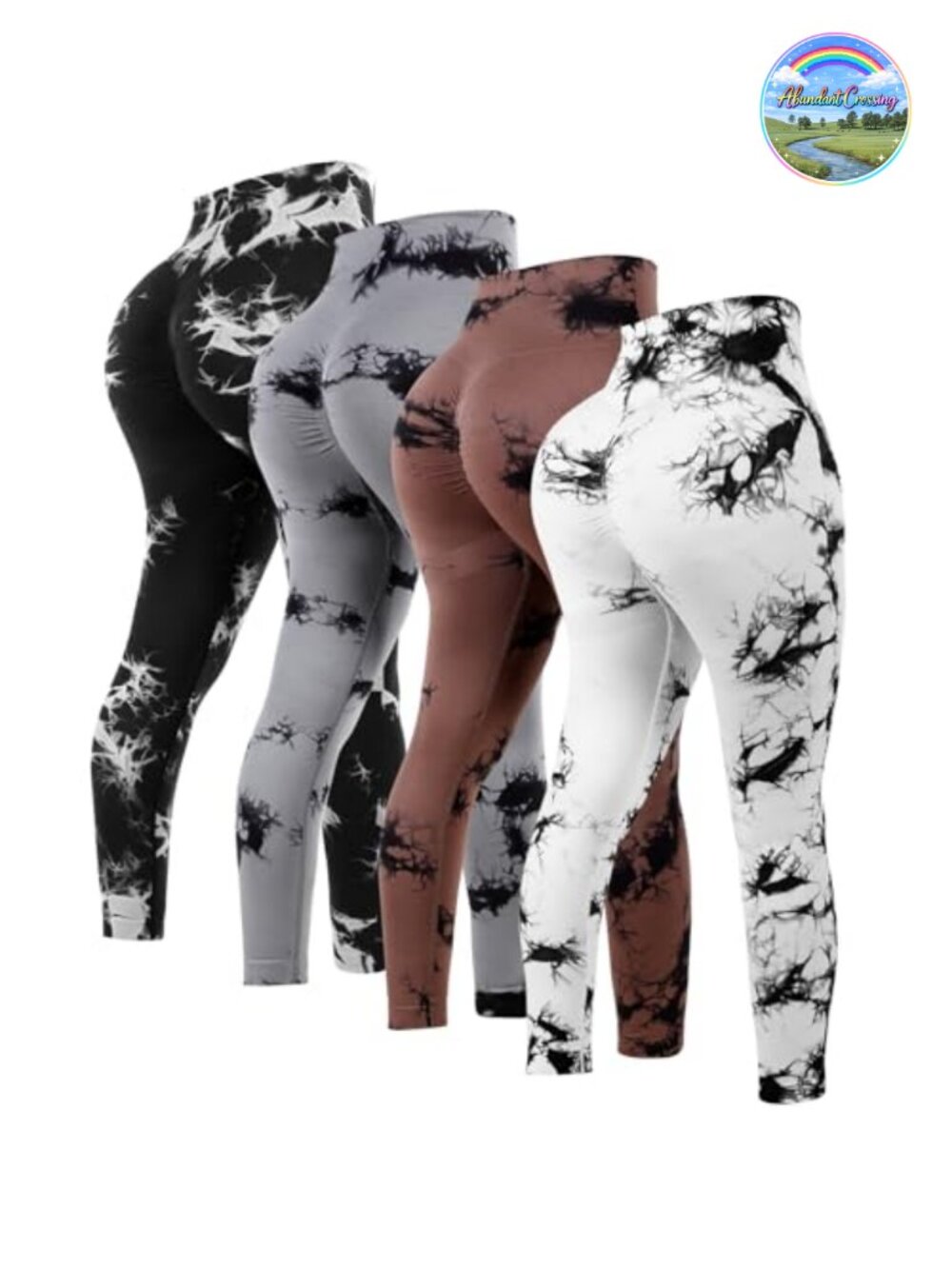 4 Pack Tie Dye High Waisted Seamless Yoga Leggings for Women Butt Lifting